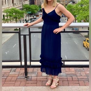 Navy pleated dress